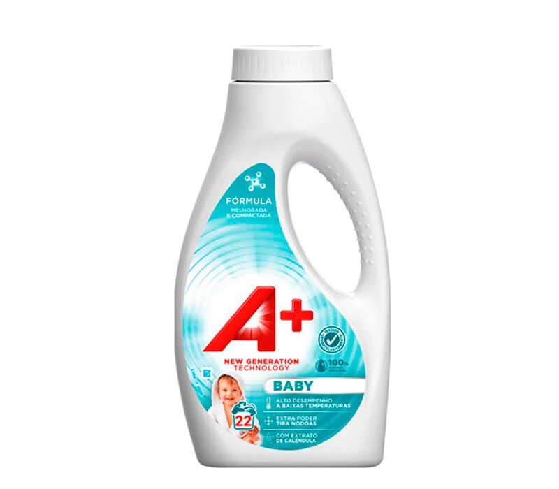 A+ Detergente Máquina da Roupa Líquido Baby embalagem 22 doses