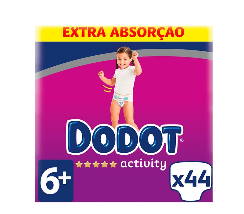 Dodot Fraldas Activity Extra 14+ Kg Tamanho 6+ embalagem 44 unidades