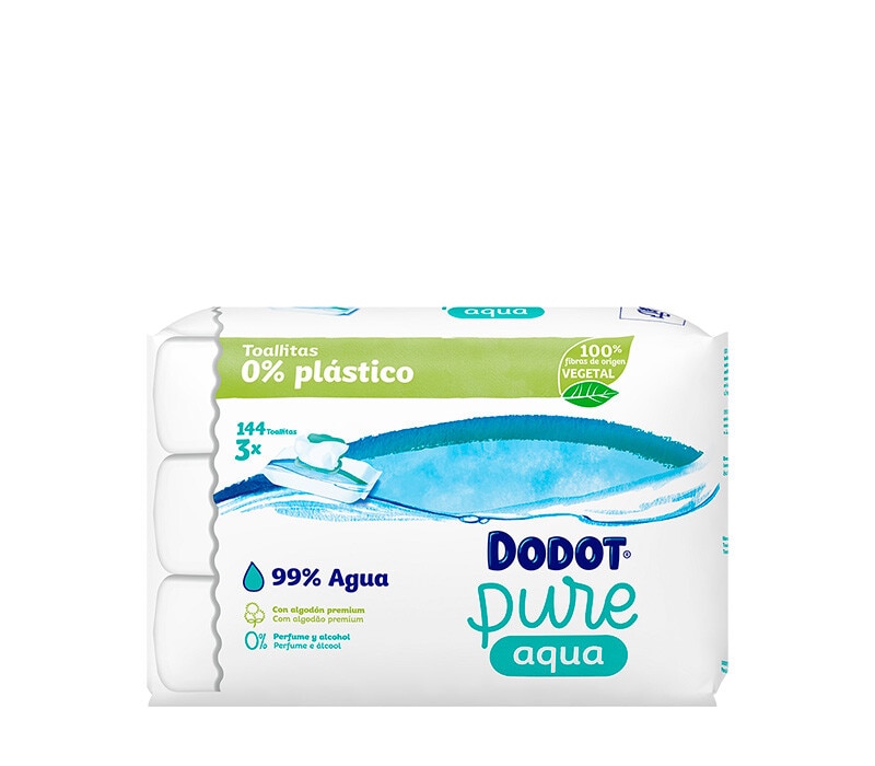 Dodot Toalhitas Aqua Pure 0% Plástico embalagem 144 unidades