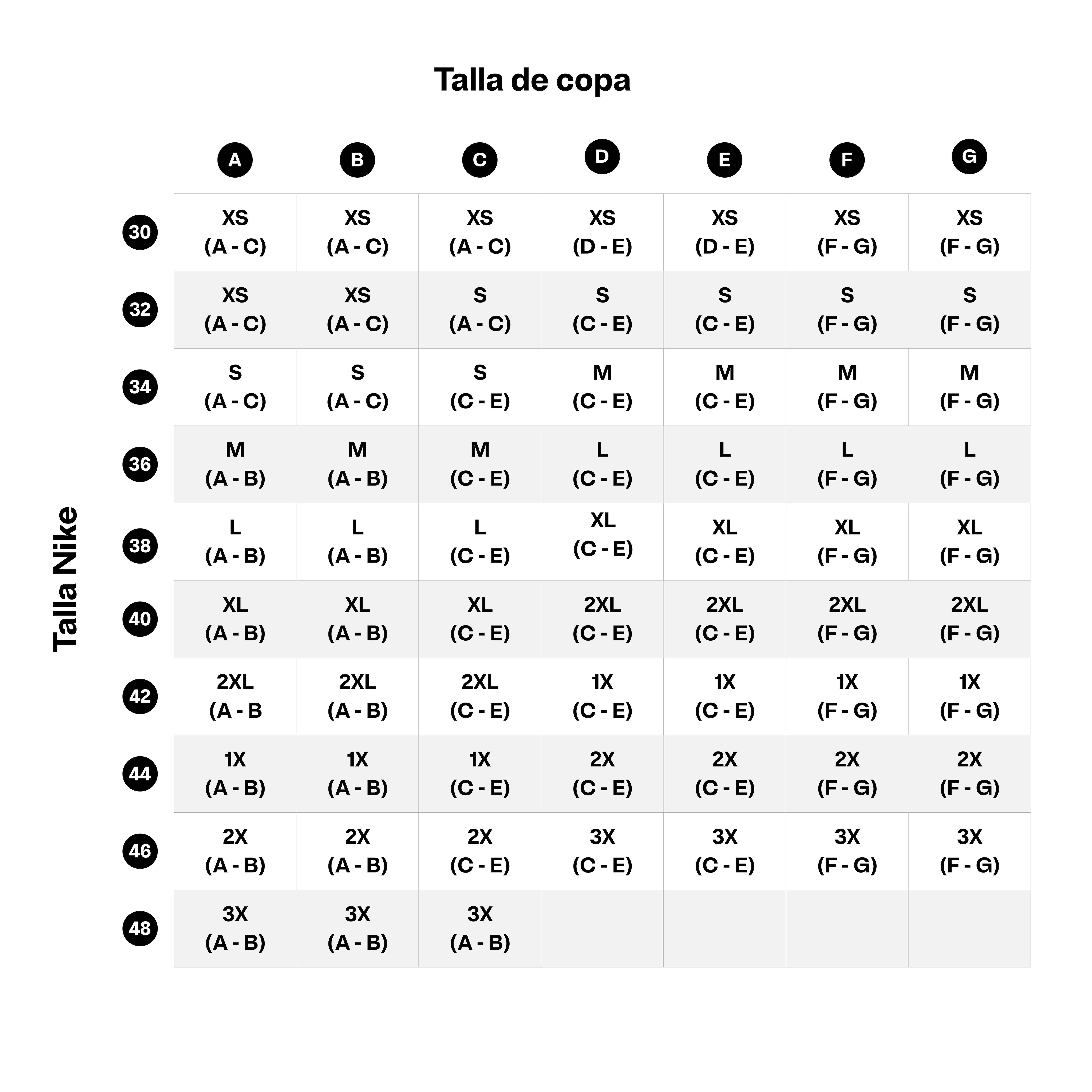TABLA TALLAS