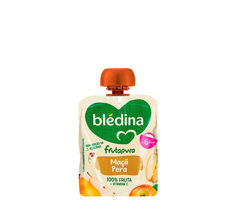 Blédina Frutapura em Saqueta Maçã e Pera sem Adição de Açúcares + 6 Meses embalagem 85 g