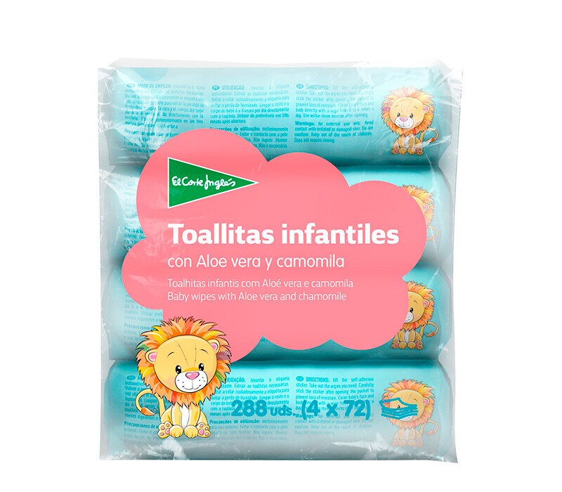El Corte Inglés Toalhitas para Bébe 4X72 embalagem 288 unidades