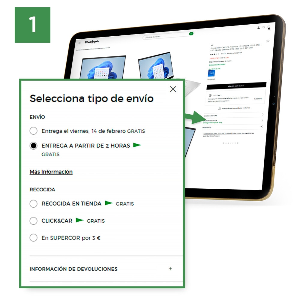 Entrega en el día · Paso 1