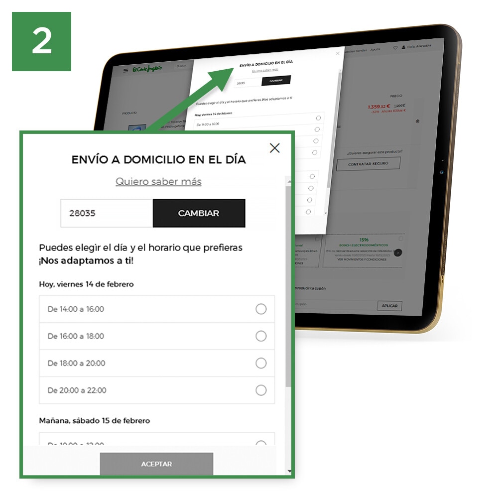 Entrega en el día · Paso 2