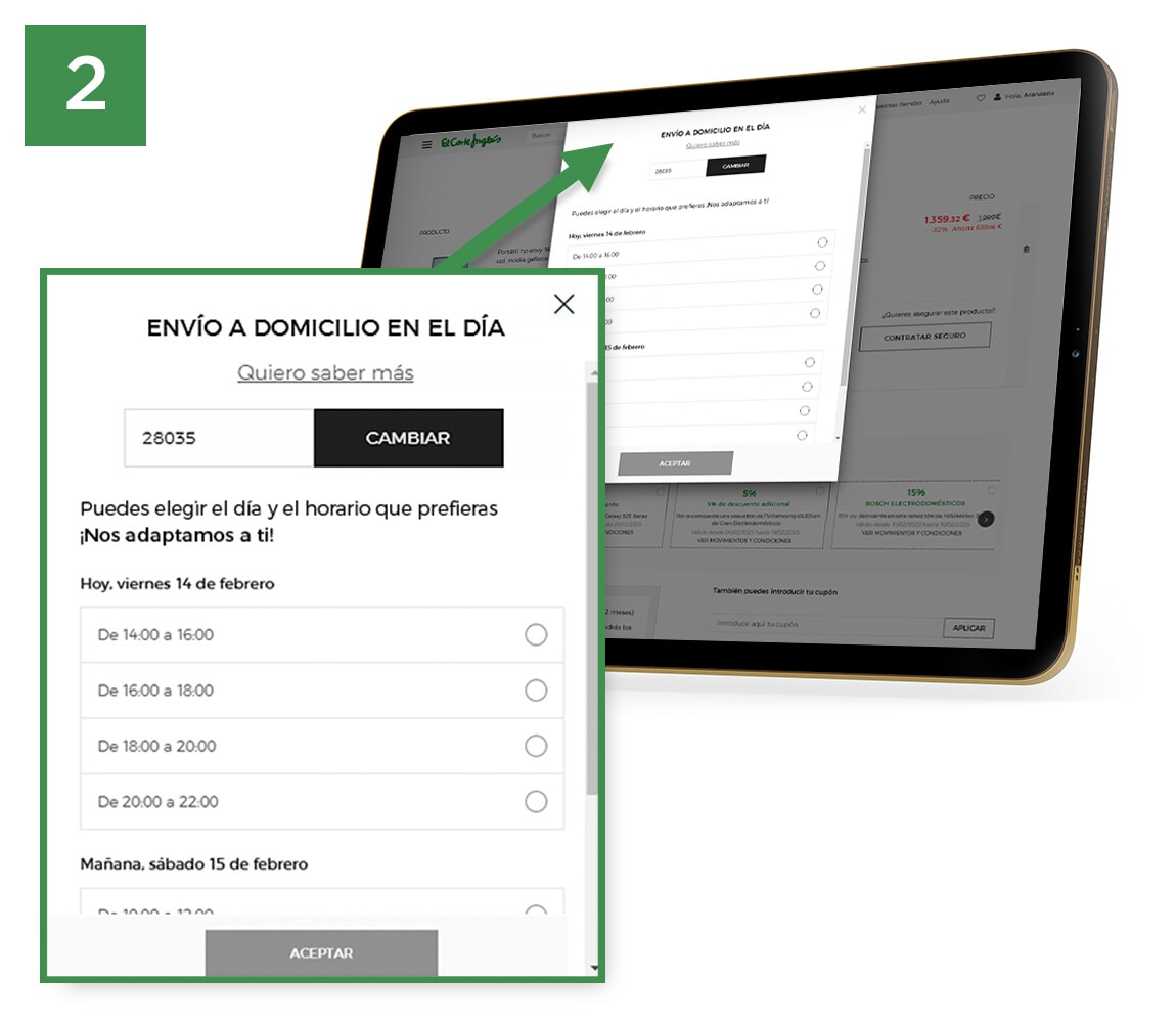 Entrega en el día · Paso 2