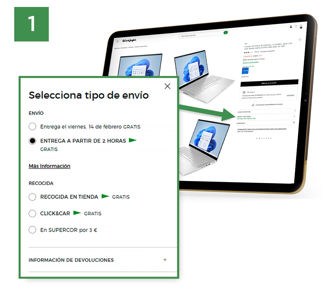 Entrega en el día · Paso 1