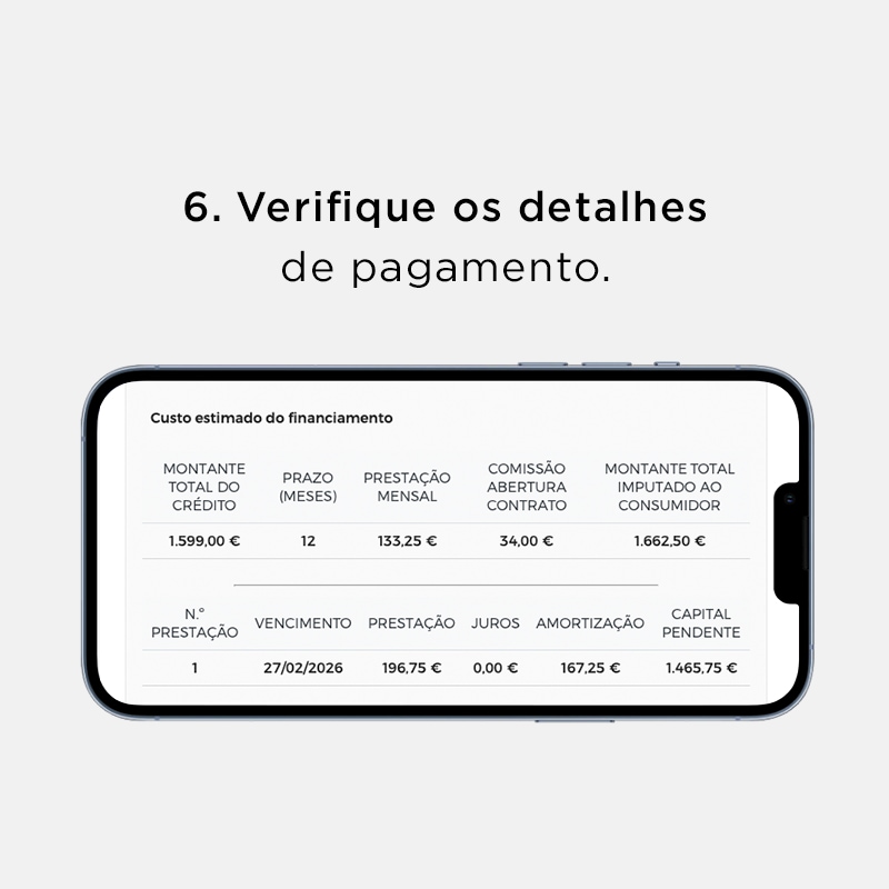 6. Verifique os detalhes de pagamento.