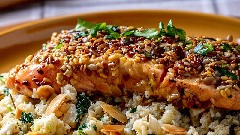 Arroz de Couve Flor com Salmão
