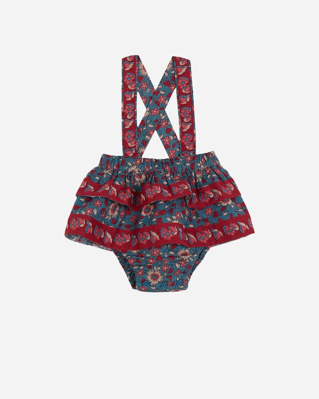 Saia para Bebé com Estampado de Flores e Folhos