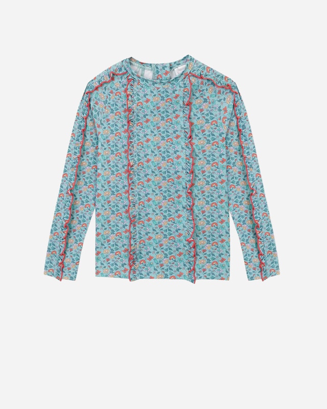 T-shirt de Banho Infantil com Proteção Solar e Estampado de Flores