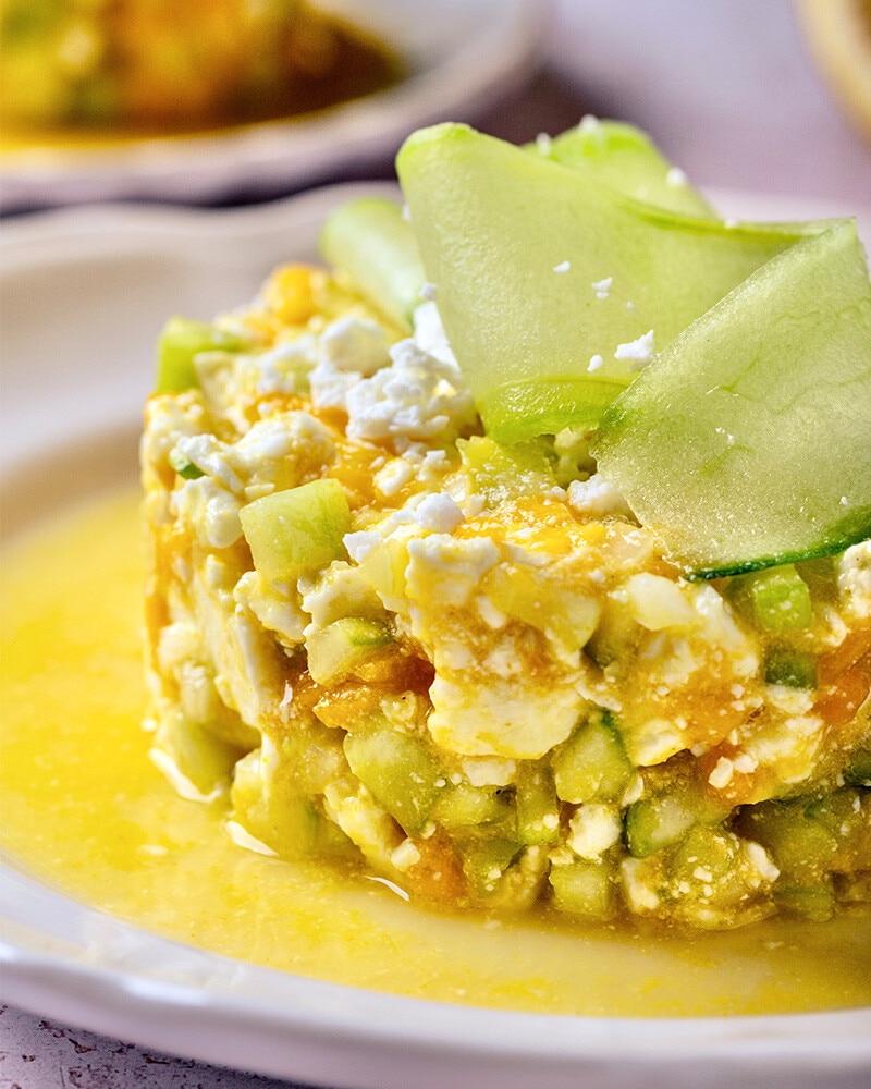 Tártaro de Pepino e Manga com Feta
