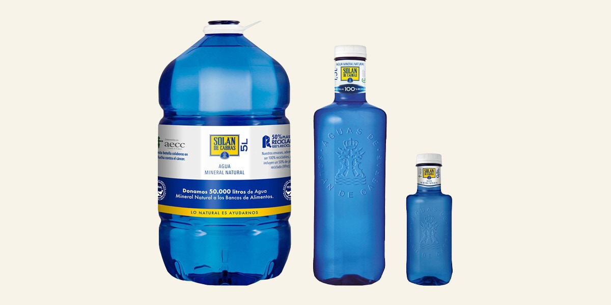 Agua mineral distintos formatos  Solán de Cabras