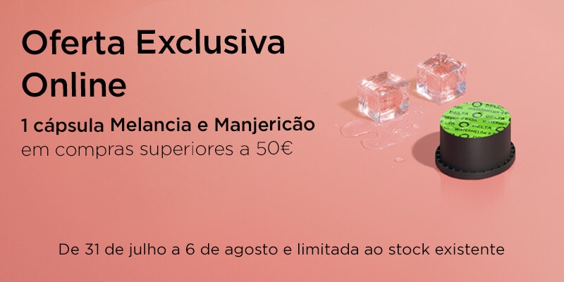Exclusivo online, oferta Nabeiro 1 cápsula Melancia e Manjericão em compras superiores a 50€