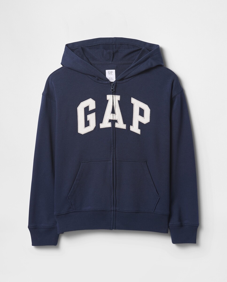 Imagem 0 de Sweatshirt com Capuz e Fecho de Correr com Logótipo à Frente e Bolso Canguru