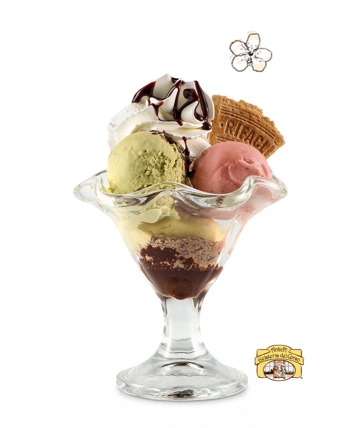 Especiales de verano COPA DE HELADO ITALIANO DE PISTACHO, VAINILLA Y FRESA