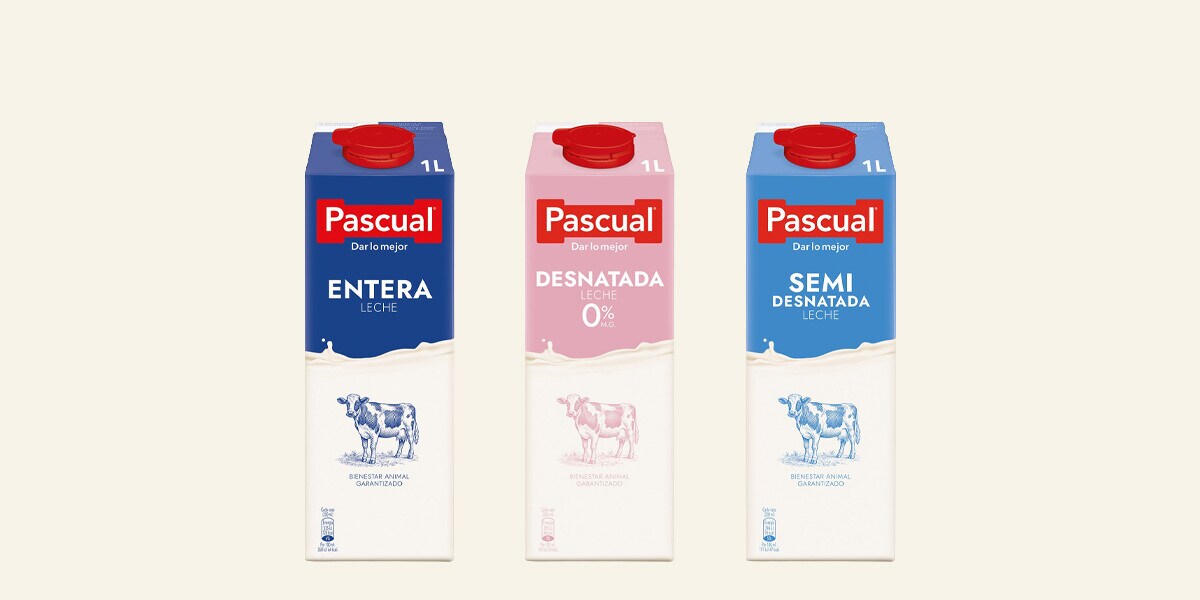 Leche semidesnatada, calcio, entera o desnatada Pascual