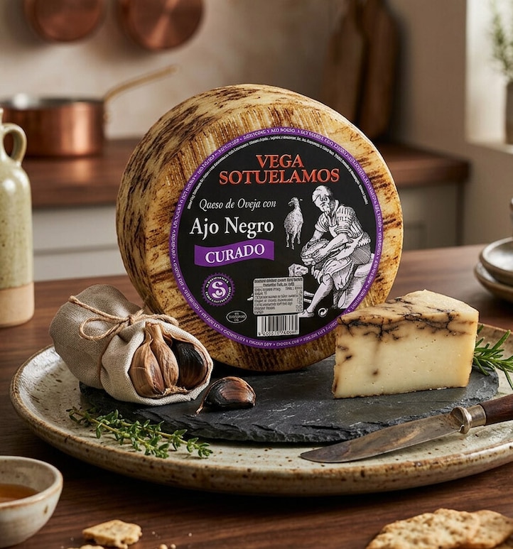 Queso curado de oveja con ajo negro Vega Sotuelamos