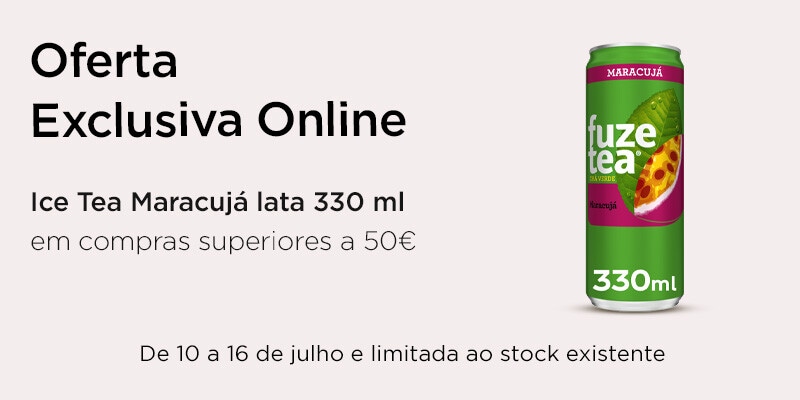 Exclusivo online, oferta Fuze Tea Ice Tea Maracujá lata 330 ml em compras superiores a 50€