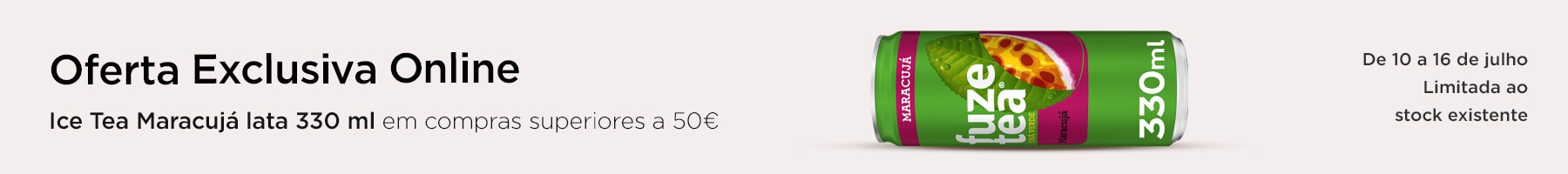 Exclusivo online, oferta Fuze Tea Ice Tea Maracujá lata 330 ml em compras superiores a 50€