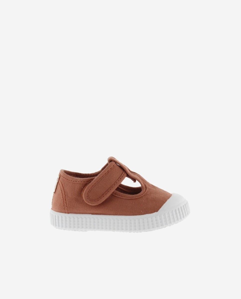 Imagem 0 de Sapatos de Presilha de Bebé com Biqueira Reforçada, Fecho Aderente e em Lona - Taupe