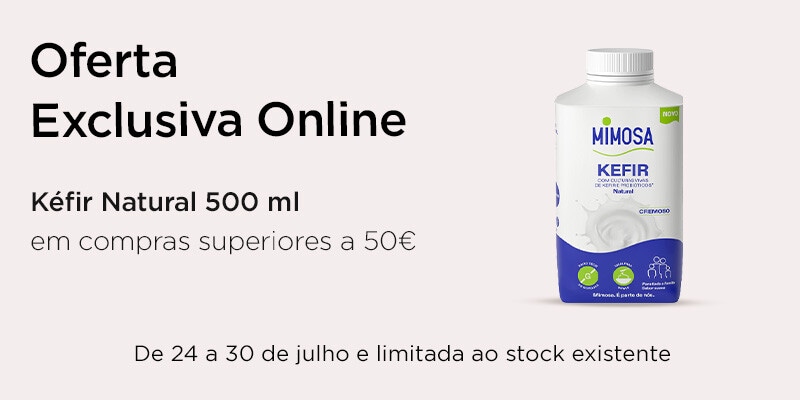 Exclusivo online, oferta Mimosa Kéfir Natural 500 ml em compras superiores a 50€