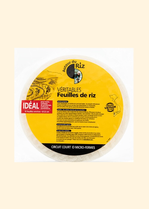 autour du riz Folhas de Arroz Branco 22 cm embalagem| 150 g