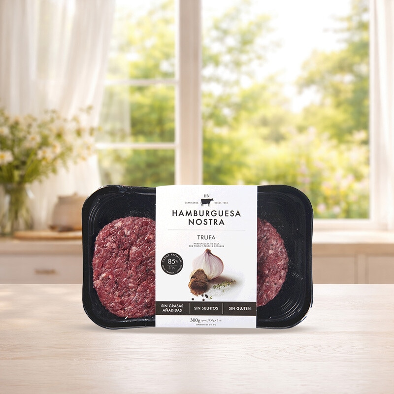 hamburguesa nostra Hamburguer de Vaca com Trufa embalagem| 300 g