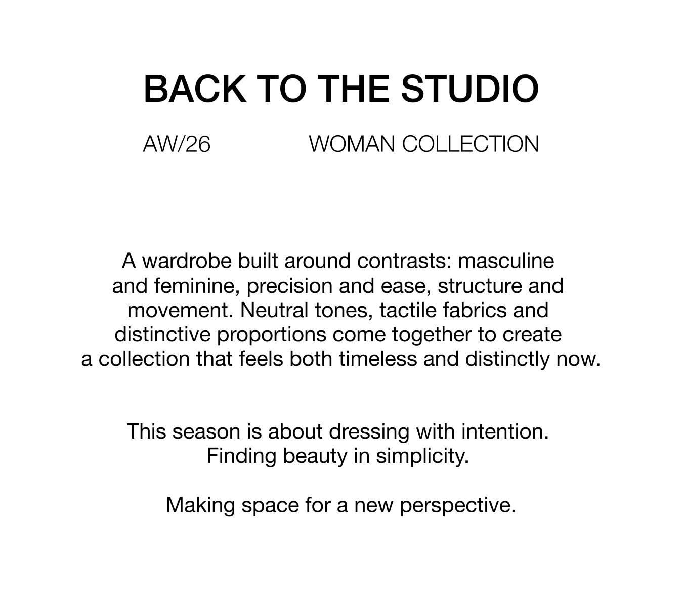 BACK TO THE STUDIO WOMAN COLLECTION