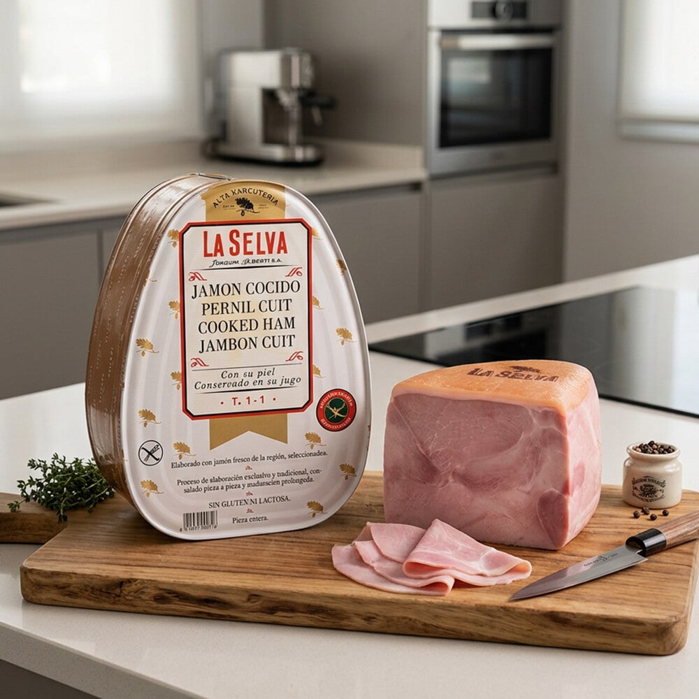 Jamón cocido extra con y sin piel al corte