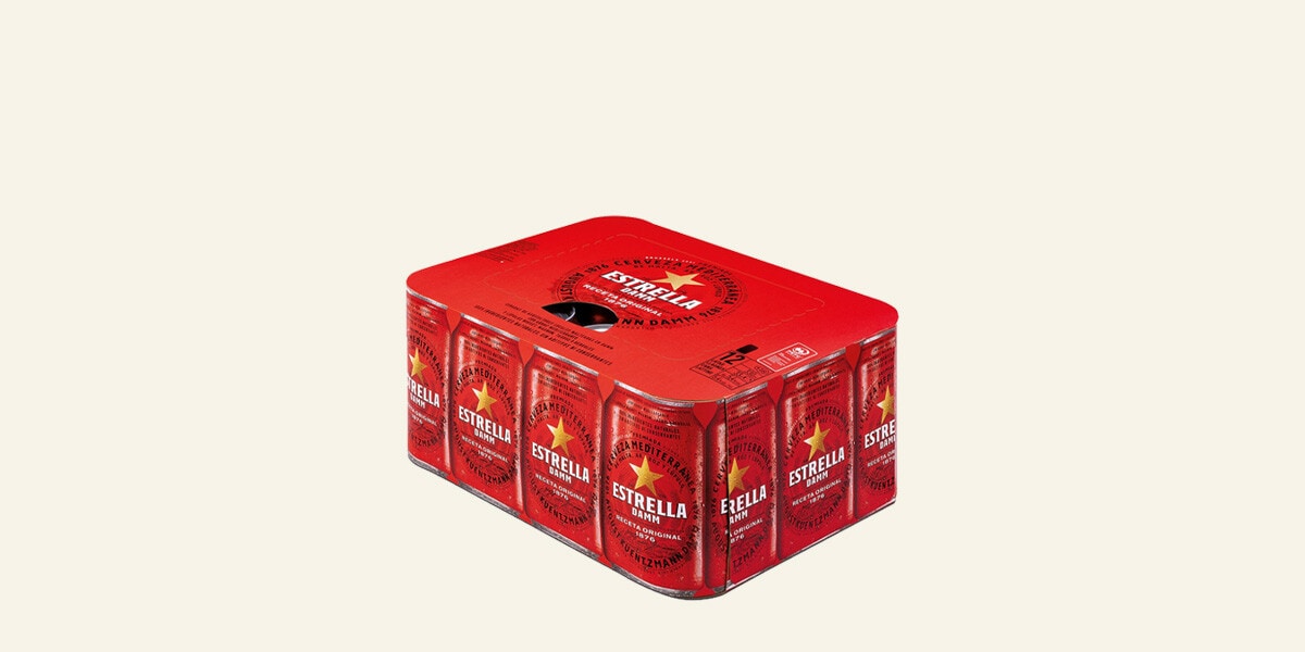 Cerveza rubia mediterránea de malta, arroz y lúpulo Estrella Damm