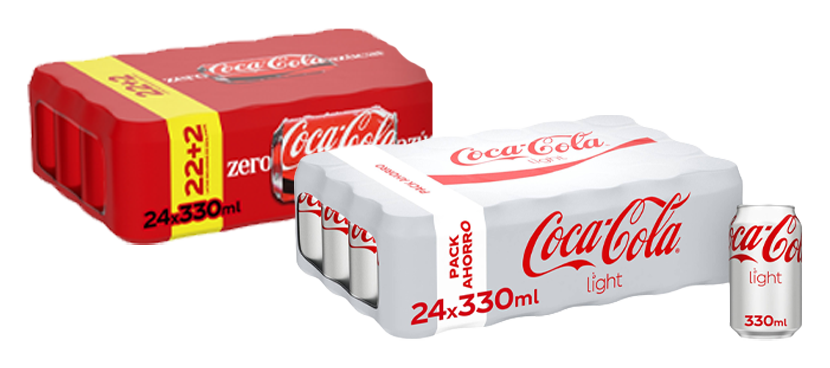 Coca-Cola Refresco de cola zero, ligth y clásica pack 24 latas 33 cl