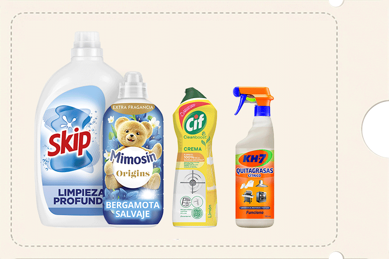 7€ de descuento por compras superiores a 20€ en selección de detergentes Skip, suavizantes Mimosín y limpiadores KH7 y CIF. Introduce código DTOLIMPIEZA al finalizar tu pedido. Exclusivo Online