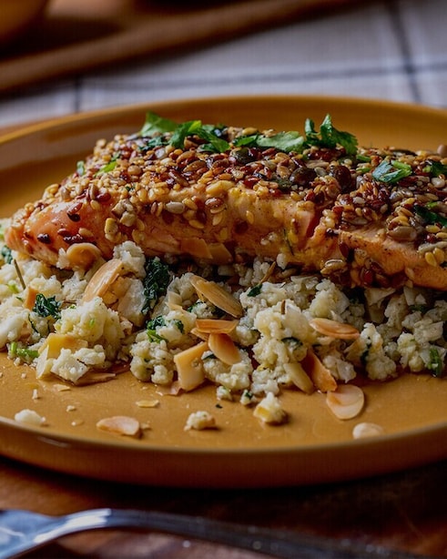 Arroz de Couve Flor com Salmão