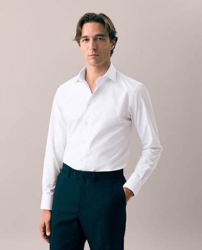 Camisa Clássica de Algodão Elastano com Manga Comprida