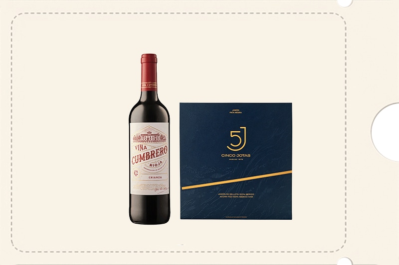 15% de descuento por compra de 2 o más unidades en una selección de vinos e ibéricos Cinco Jotas. Exclusivo Online