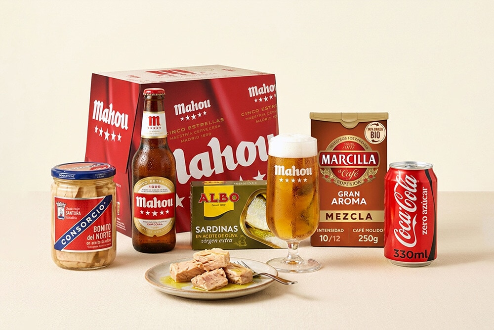 25% de regalo en cervezas, refrescos, zumos, aguas, cafés y conservas de pescado