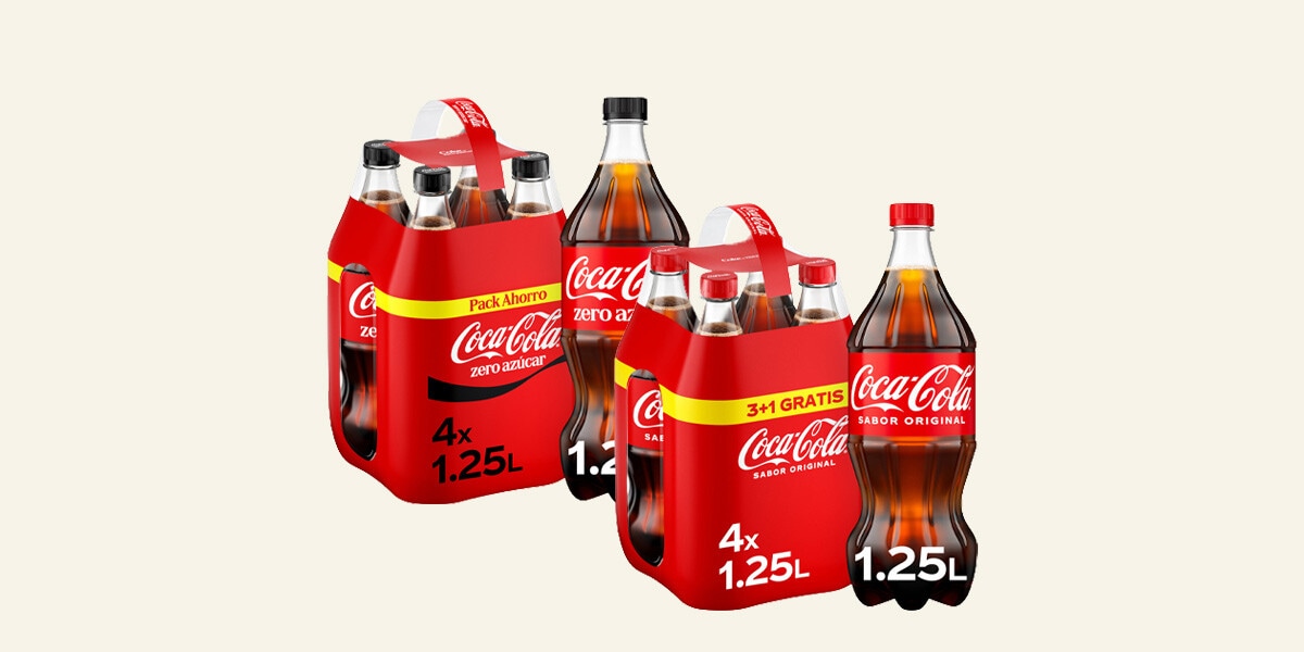 Refresco de cola zero y original Coca Cola