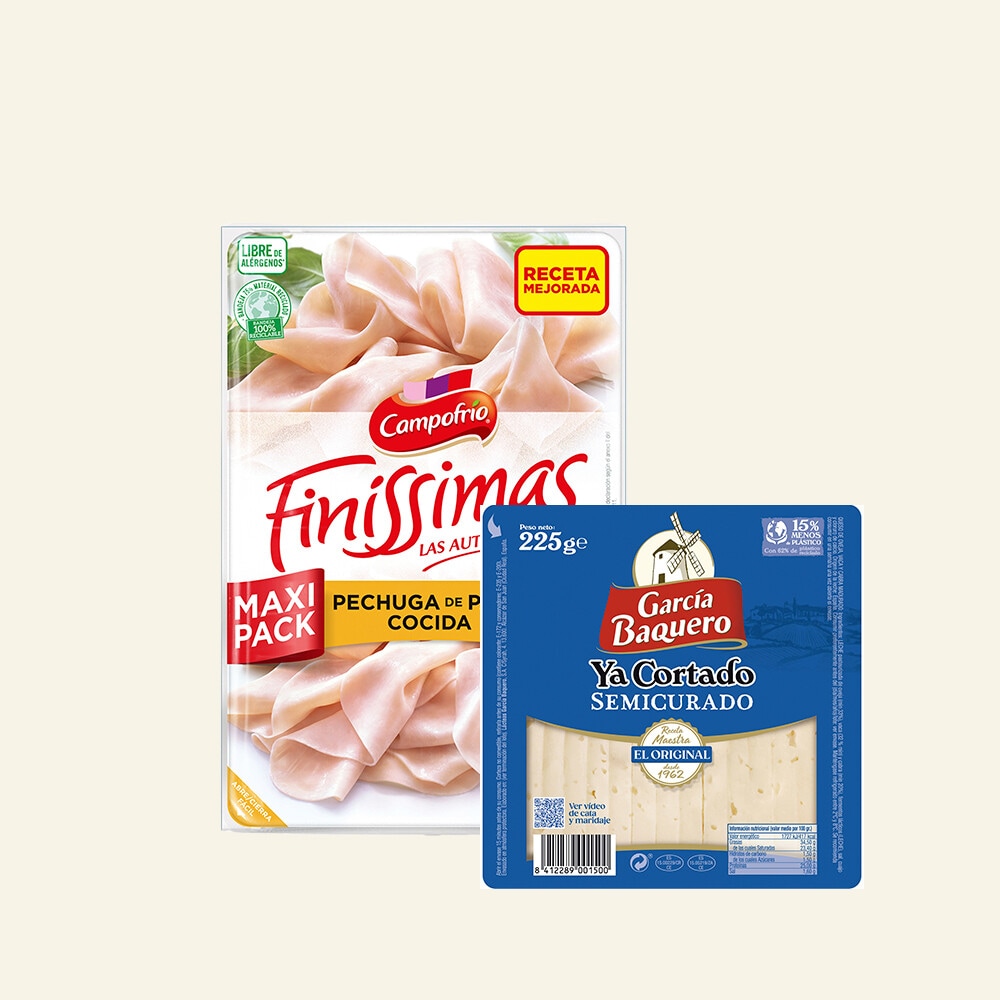 Charcutería y queso envasado