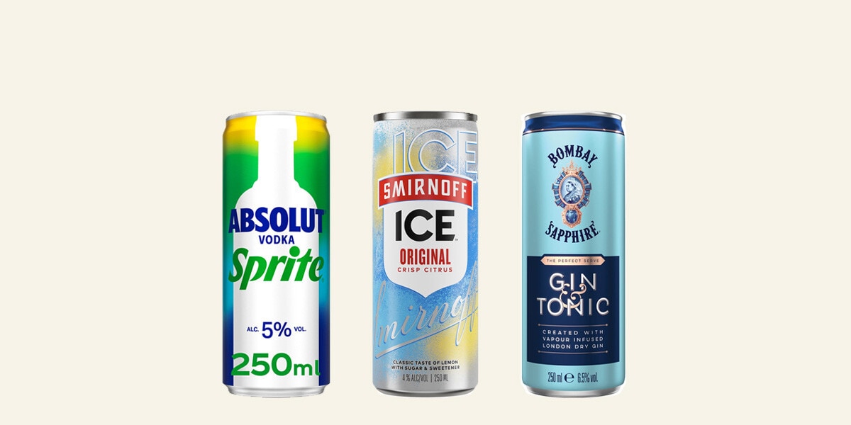 Combinados listos para tomar Malibu, Smirnoff, Bacardi ...