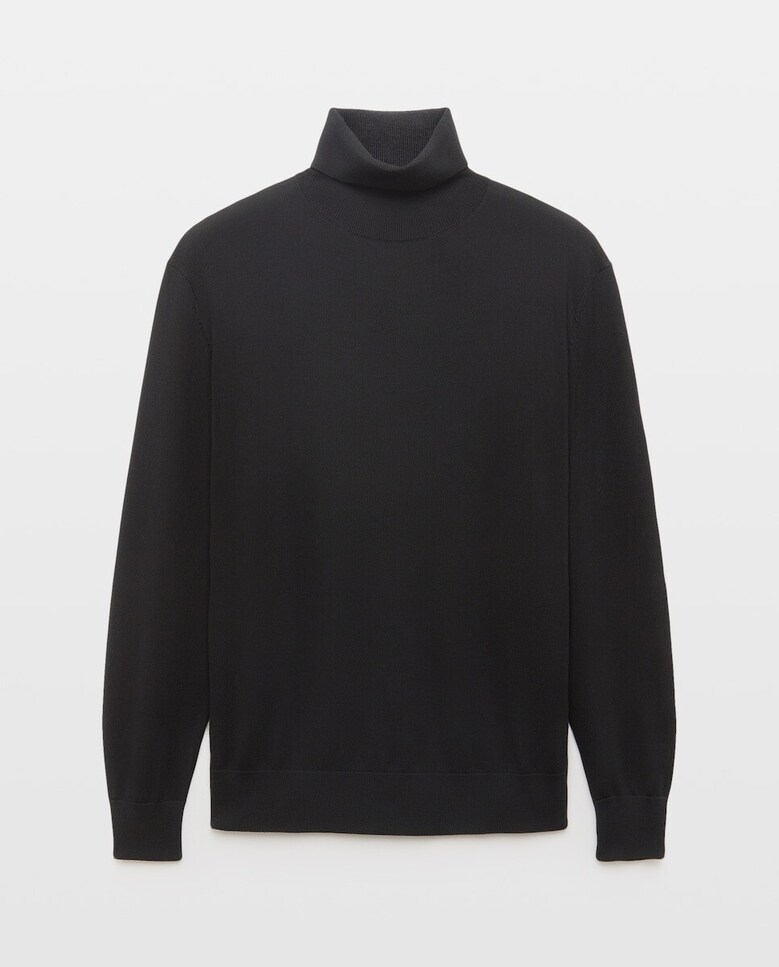 Camisola de Malha Lisa 100% Lã Merino com Gola Cisne