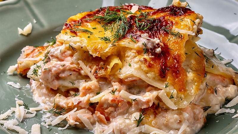 Mil-Folhas de Batata e Salmão