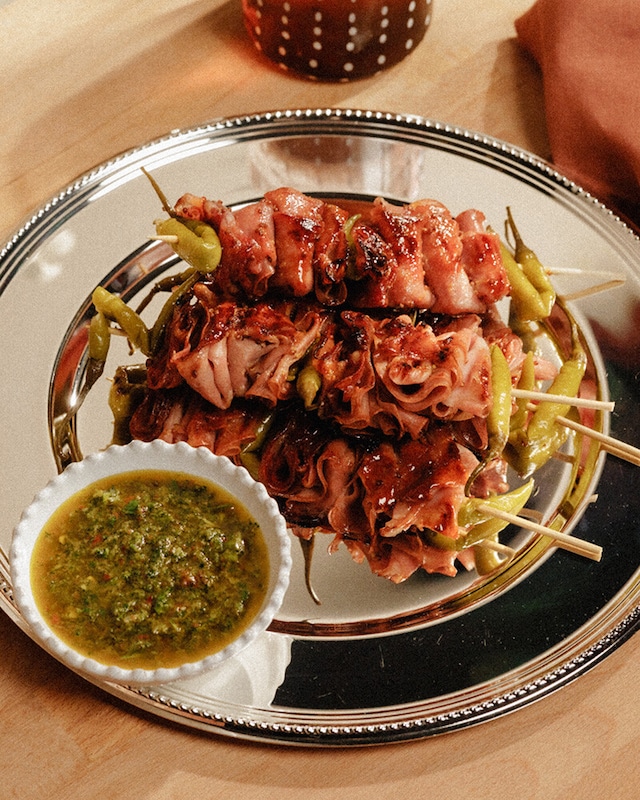 Espetadas de Mortadela e Lombo Ibérico
