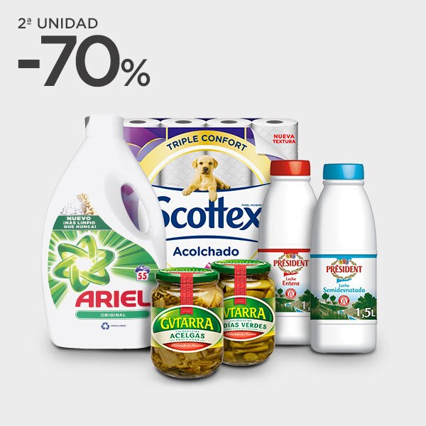 Supermercado 2ª unidad -70% en una selección de alimentación, droguería e higiene