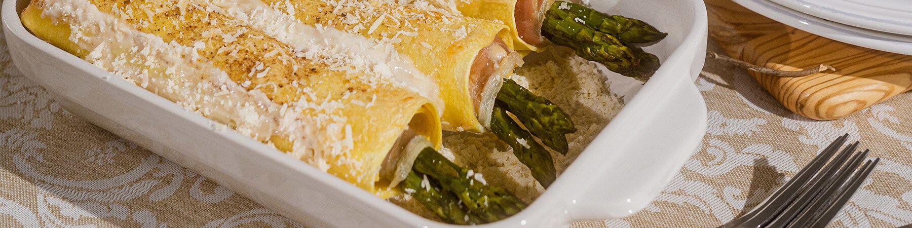 Canelones de Espargos e Presunto