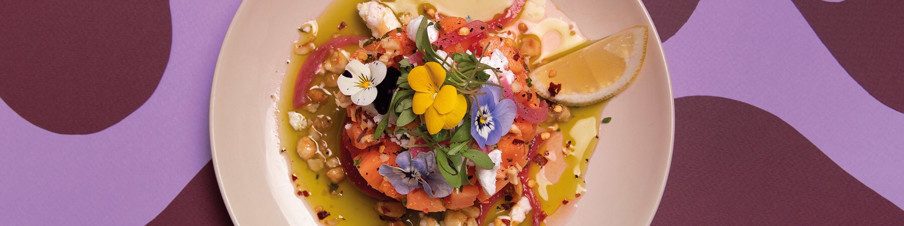 Ceviche de Papaia com Feta, Avelãs e Mel