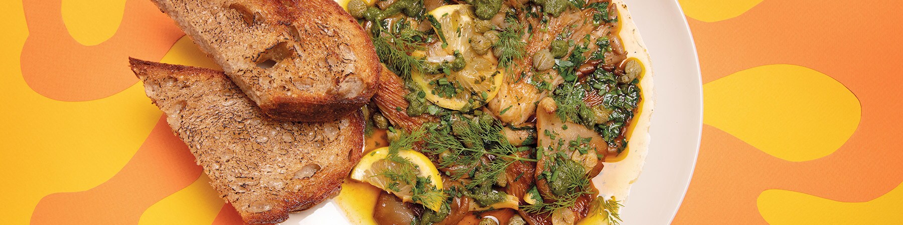 Piccata de Cogumelos Ostra com Açafrão