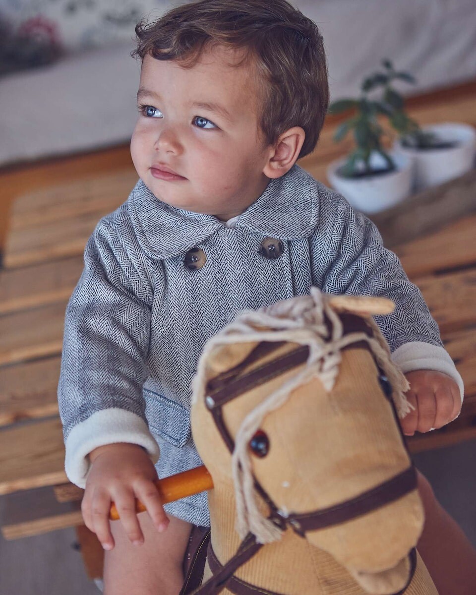 Imagem 0 de Sobretudo para Bebé em Cinzento com Estampado de Espiga