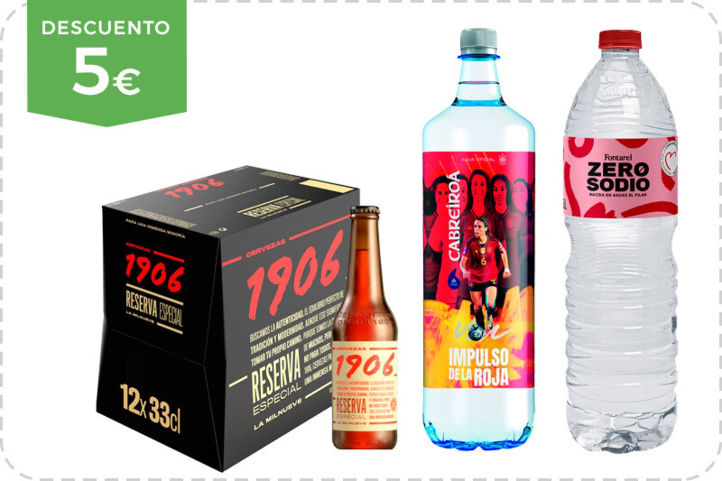 5€ gratis al comprar 25€ en <strong>cervezas y aguas</strong>