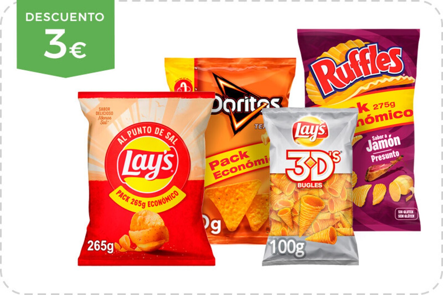 3€ gratis al comprar 10€ <strong>en selección snacks</strong>