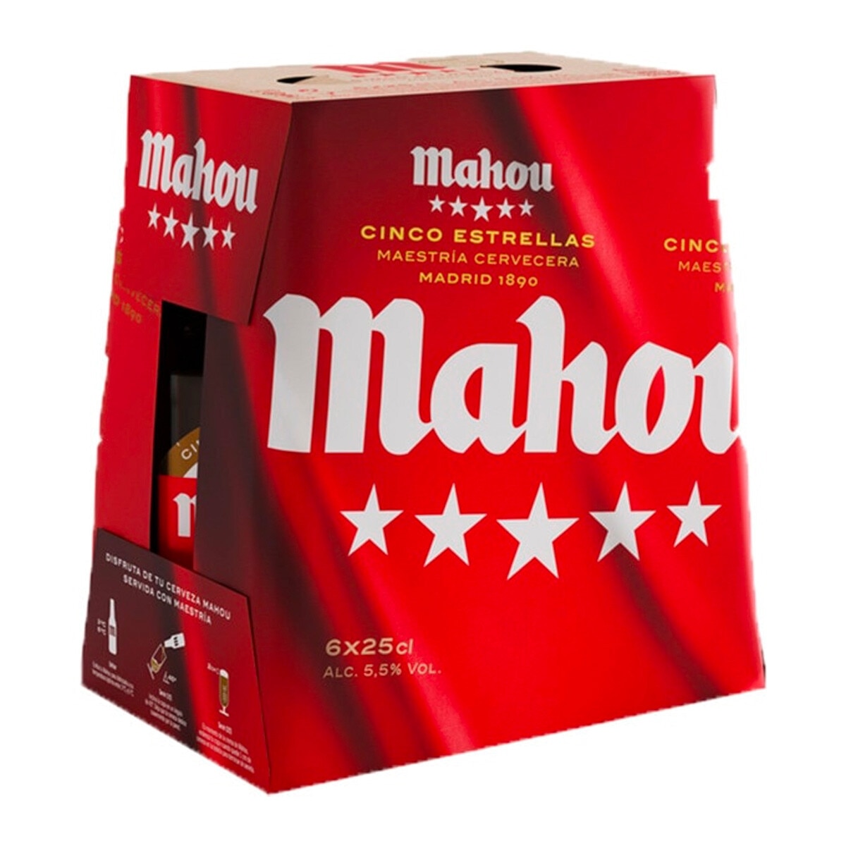 Mahou Cerveja 5 Estrelas Pack 6 unidades garrafa 25 cl